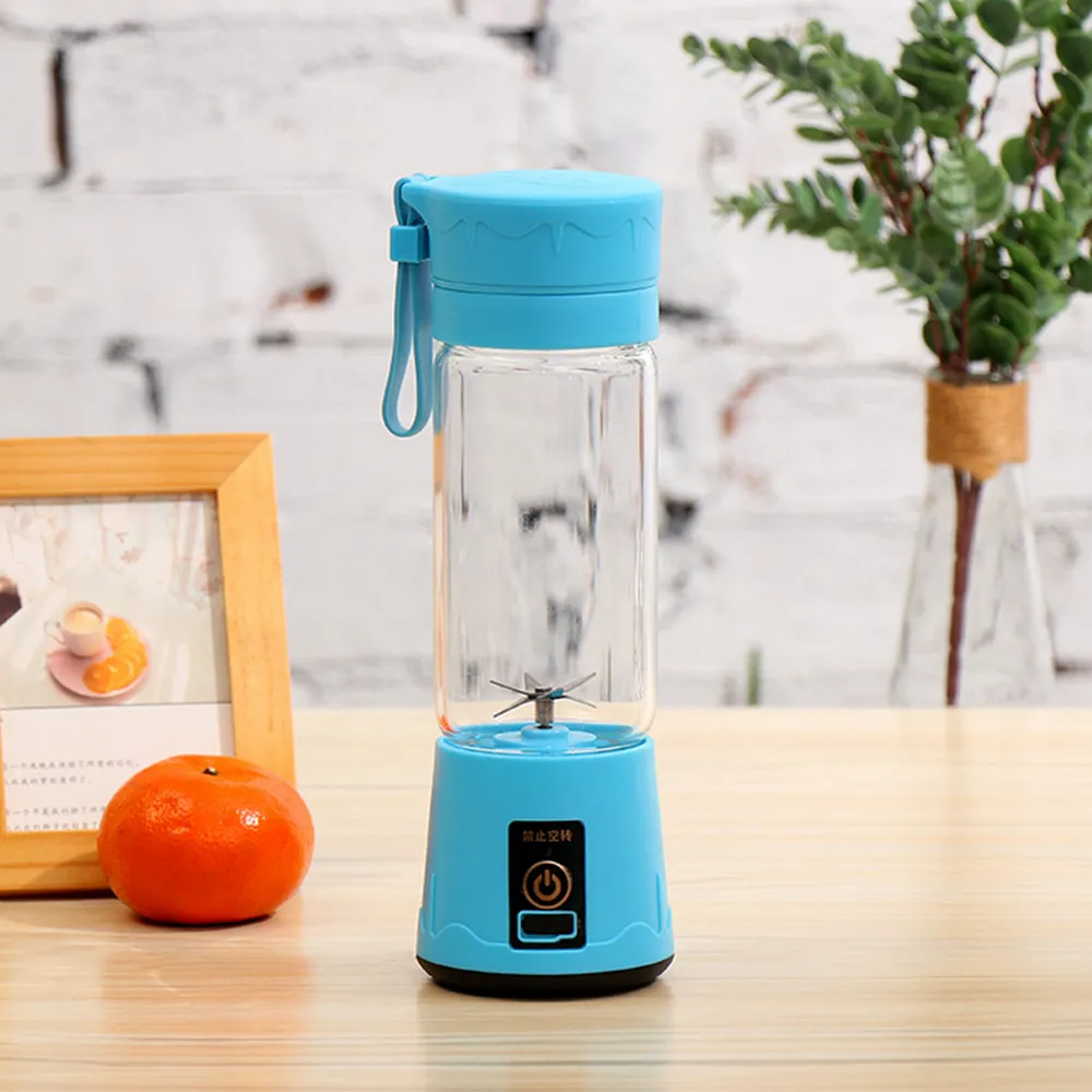 Portable Blender USB Rechargeable Personal Juicer Cup Small Fruit Juice Mixer for Shakes and Smoothies, Size: 9, Blue